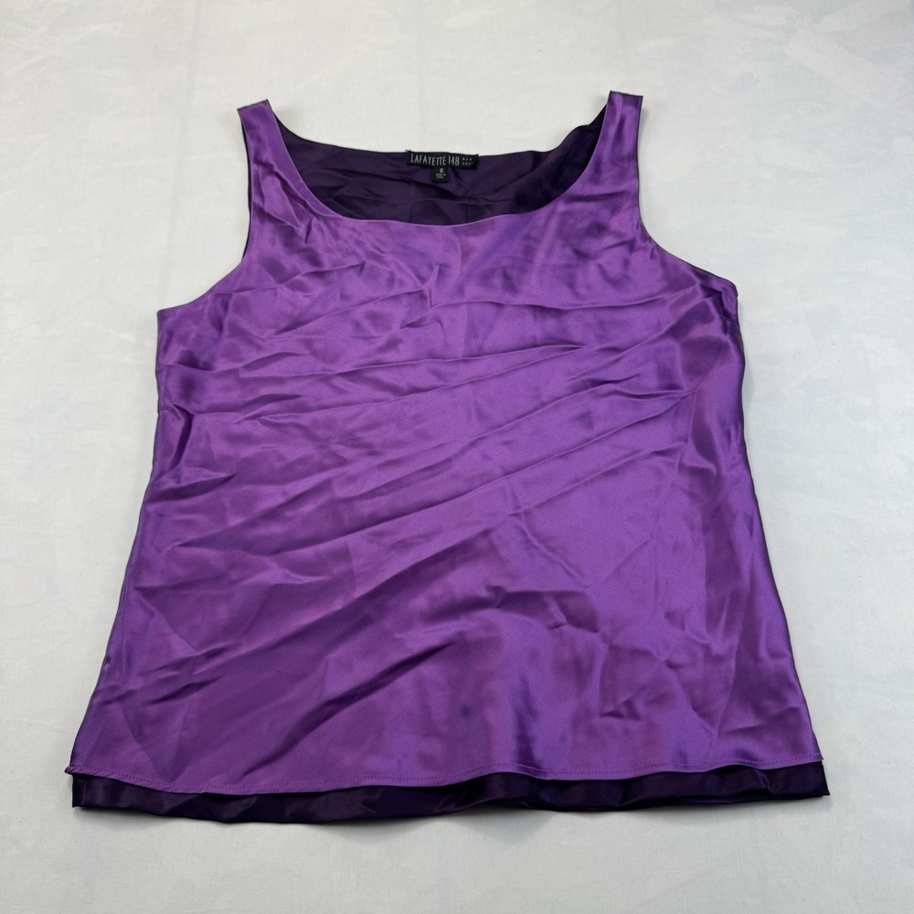 Lafayette 148 New York Size 10 Purple Satin Tank Silk